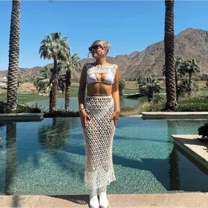 White Fox Crochet Crop Top White - TOP ONLY